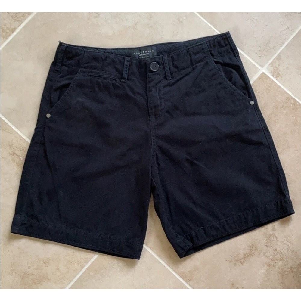 SANCTUARY CLOTHING LA BLACK SHORTS WOMEN 28 brushed cotton 5 pocket, belt loops